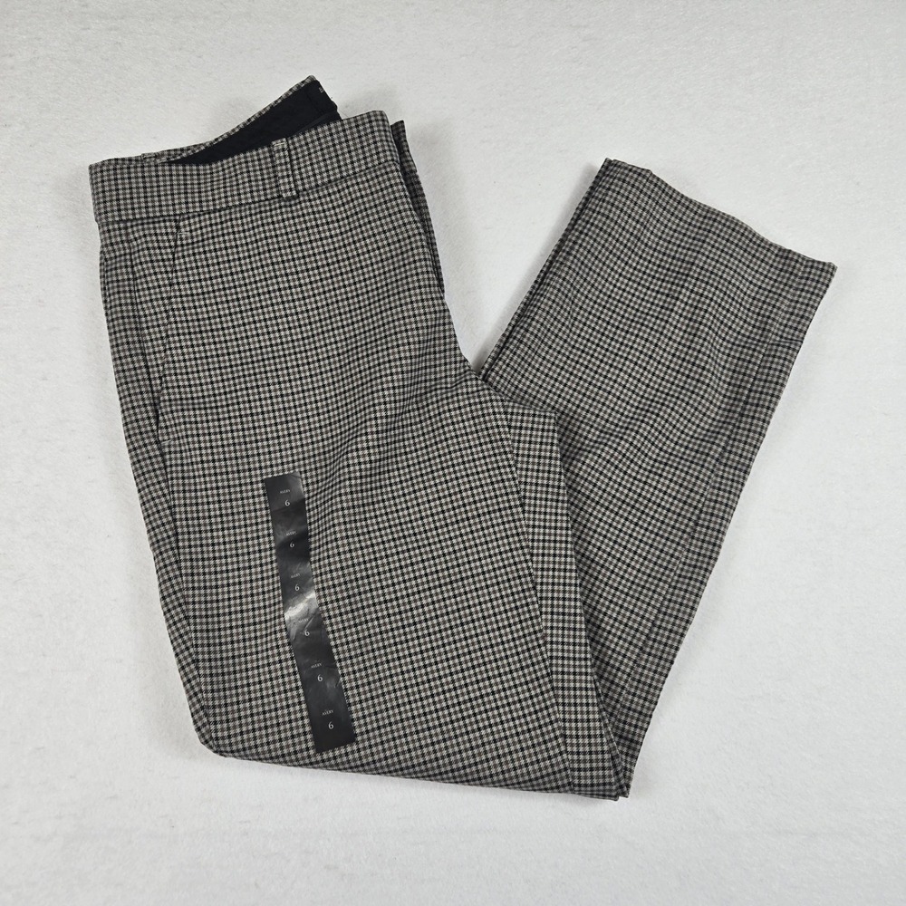 Banana Republic Avery Houndstooth Pants NWT womens 6 Black White Straight Leg